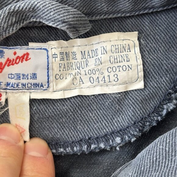 Vtg Champion Mens Coveralls Mechanic Jumpsuit Blue Grey Size 44x32 Workwear RARE - Picture 15 of 16